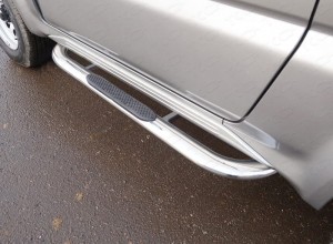 Обвес для SUZUKI Jimny 2012-2018 Пороги овальные гнутые с накладкой 75х42 мм